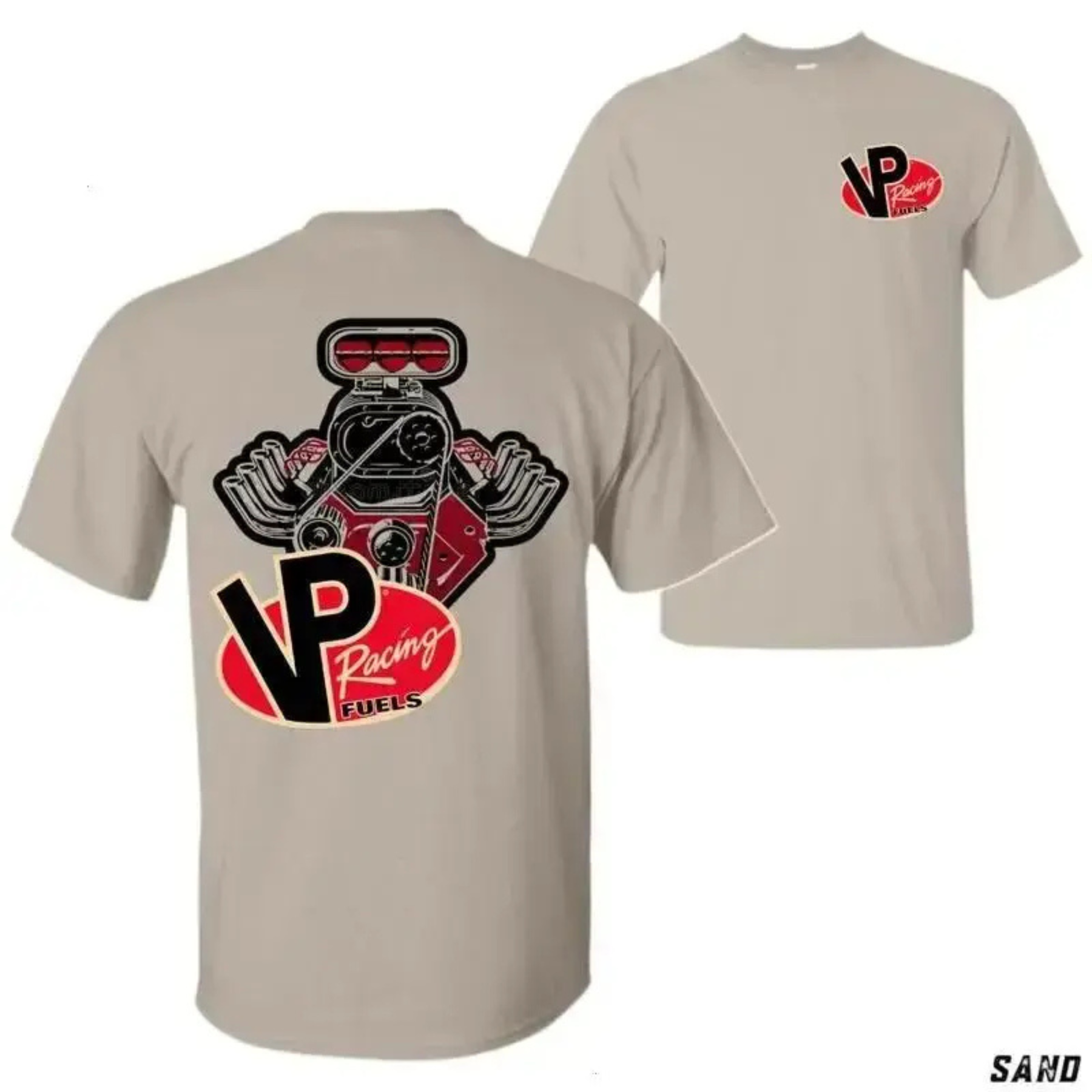 VP Racing Fuels V8 Engine Graphic Tee - Tropical Car Lover's T-Shirt
