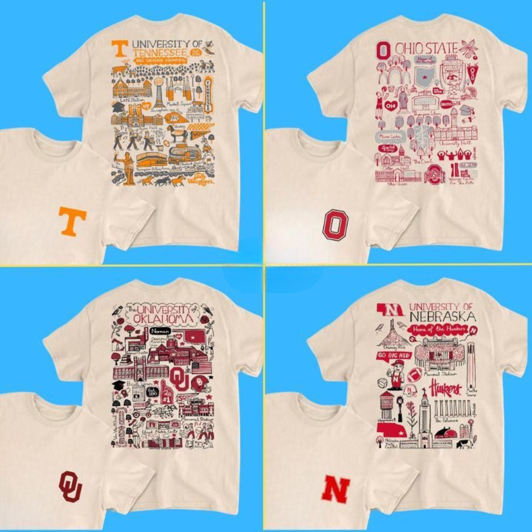 ALL TEAM NCAA Sand T-Shirt – Tropical Artwork Tee for Men & Women, Casual College Sports Fanwear