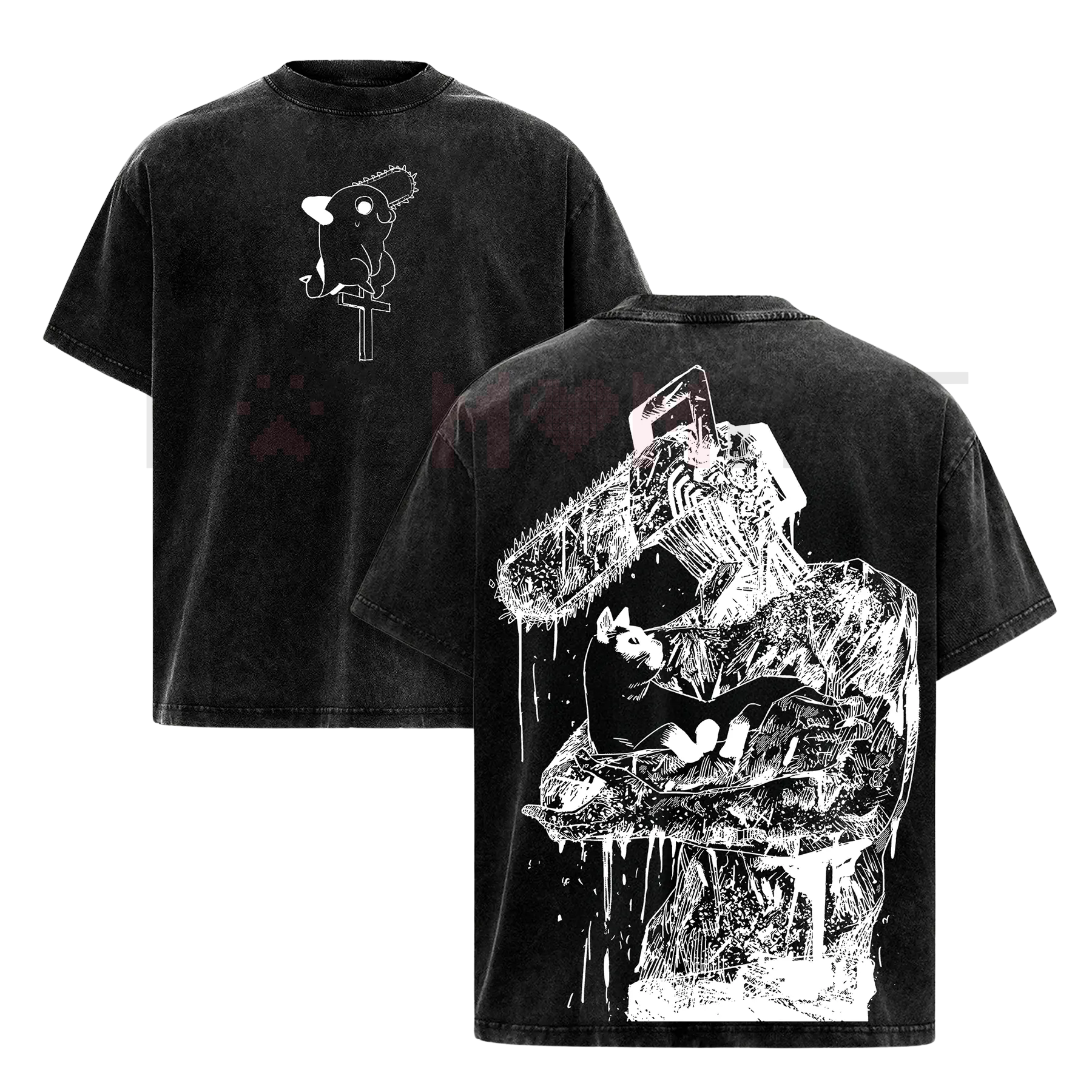 Chainsaw Man Denji T-Shirt – Vintage Washed Oversized Heavy Cotton Tee