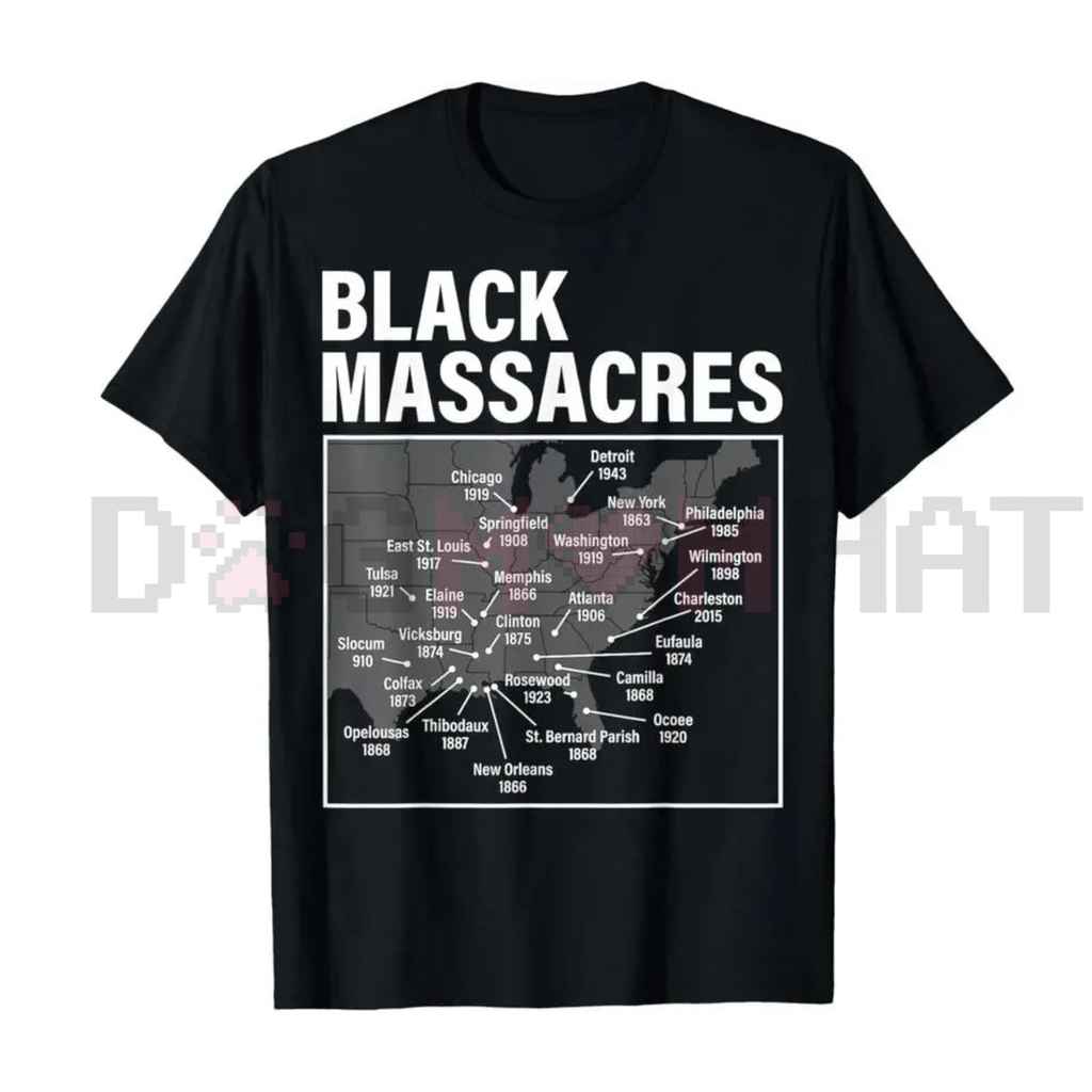 Black Massacres History Map T-Shirt