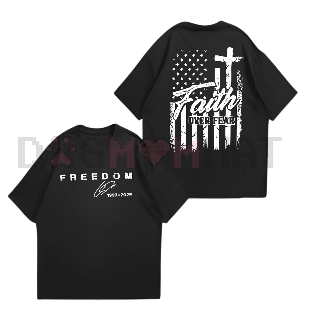 Freedom "Faith Over Fear" T-Shirt – We Wear Red On October, Patriotic American Flag Tee, Gift for Men & Women
