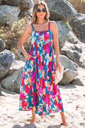 Goldie Floral High Waist Sleeveless Flared Long Dress