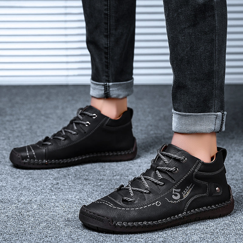 Mens Outdoor Casual Hundred Hand Stitched Low Top Martin Boots