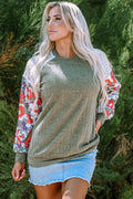 Bailey Patchwork Long Sleeve Ribbed Blouse