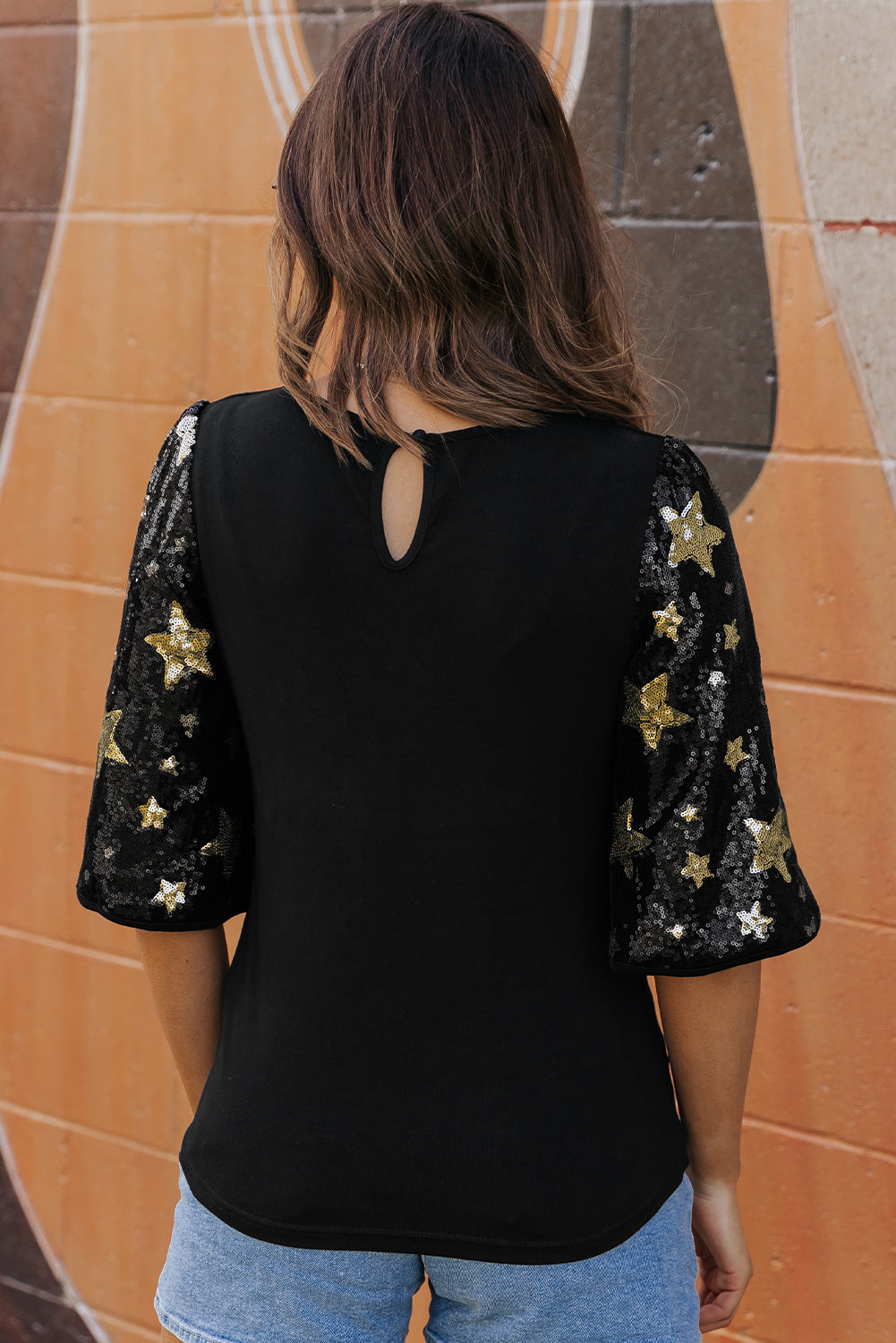 Lara Splicing Half Sleeve Top