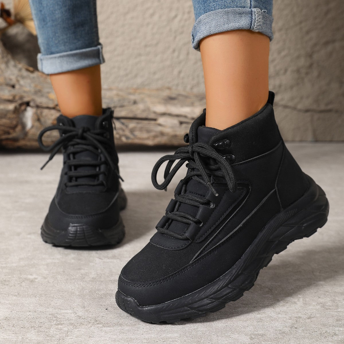 Thick-soled Fleece Lined Padded Warm Keeping Hiking Shoes Cotton-padded Shoes