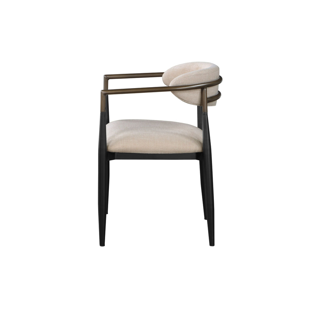 Set of 2 Beige and Black Armchair with Open Back