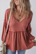 Rowan Textured Frilled Trim Puff Sleeve Blouse