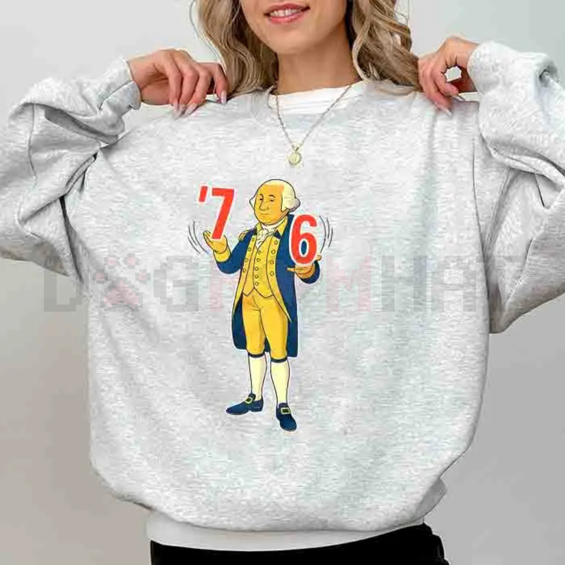 6-7 7-6 George Washington Sweatshirt – Funny History Tennis Score Parody, Unisex Vintage Pullover