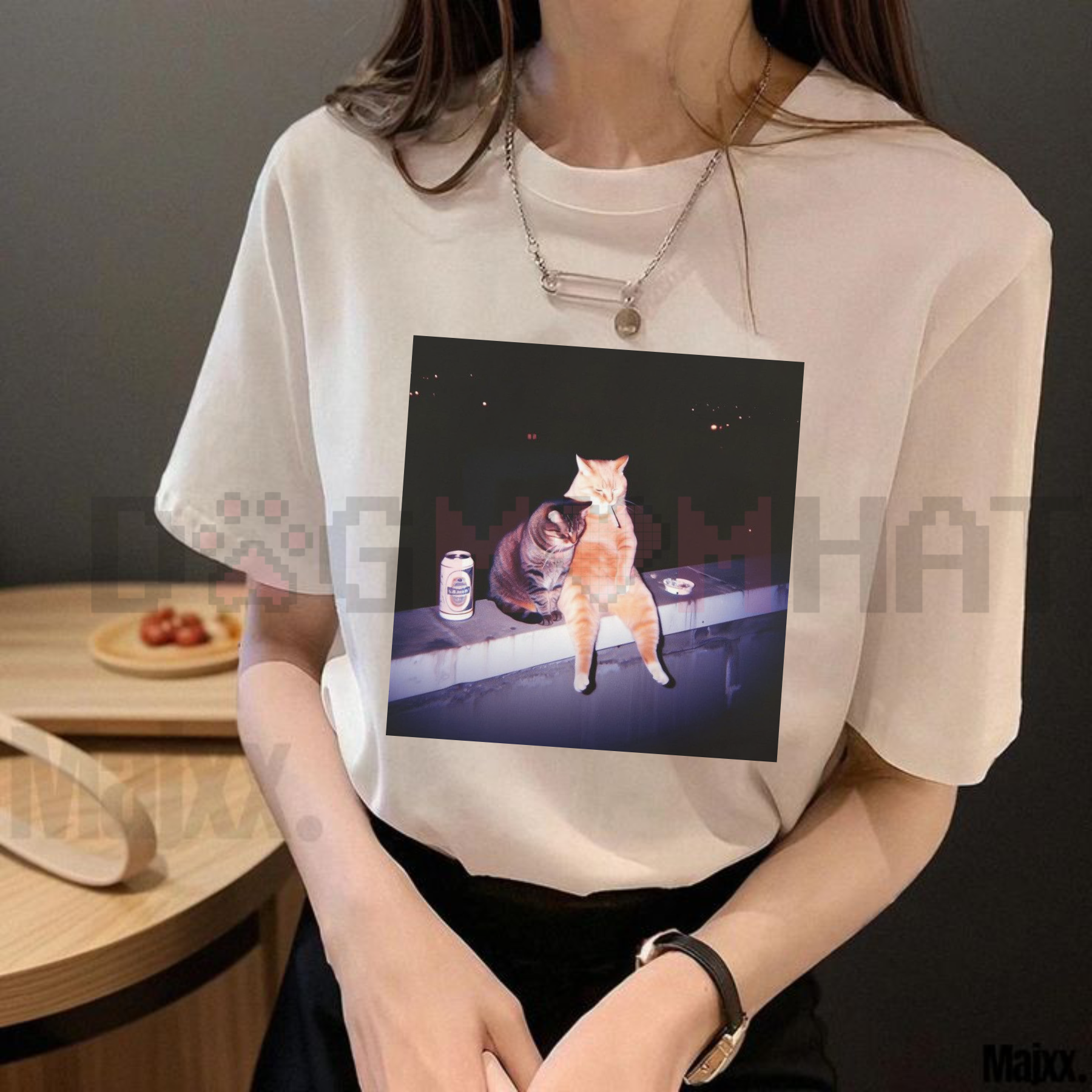 Cat Smoking Graphic Tee – Ironic Animal Humor Shirt