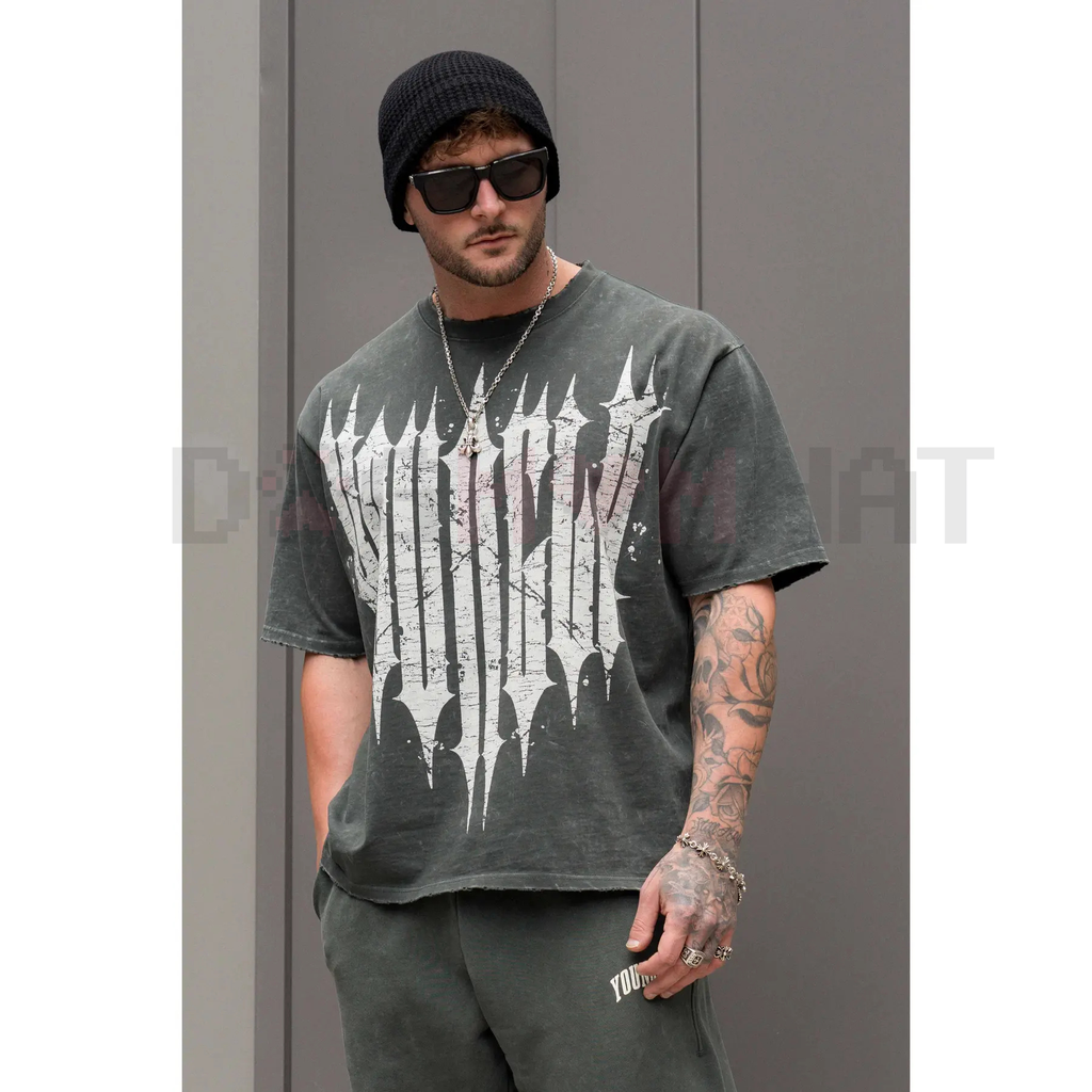 "Revenge" Washed T-Shirt – Oversized Gothic Streetwear Graphic Tee