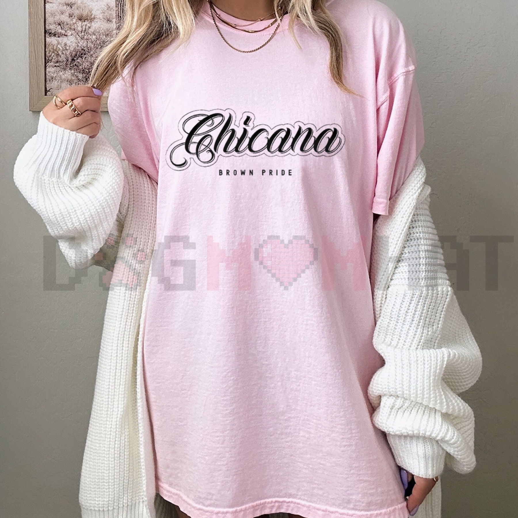 Chicana Brown Pride Oversized Graphic Tee – Vintage Lowrider Culture Clothing, Mexican Heritage Streetwear, Cholo Style Retro Aesthetic Shirt, Latina Empowerment Apparel