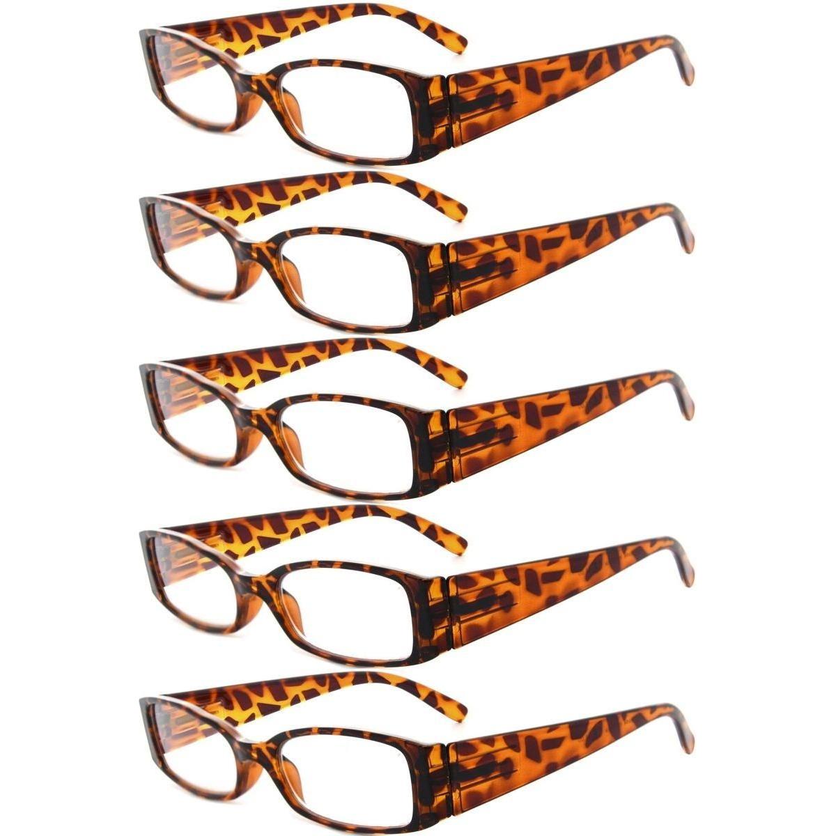 5 Pack Rectangle Stylish Reading Glasses R040-A
