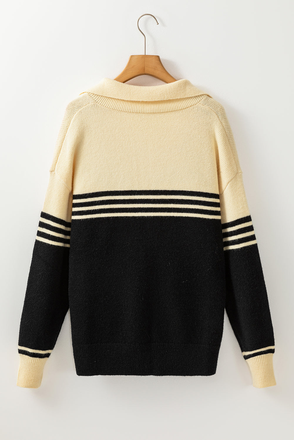 Isabella Colorblock Stripe Collared Sweater