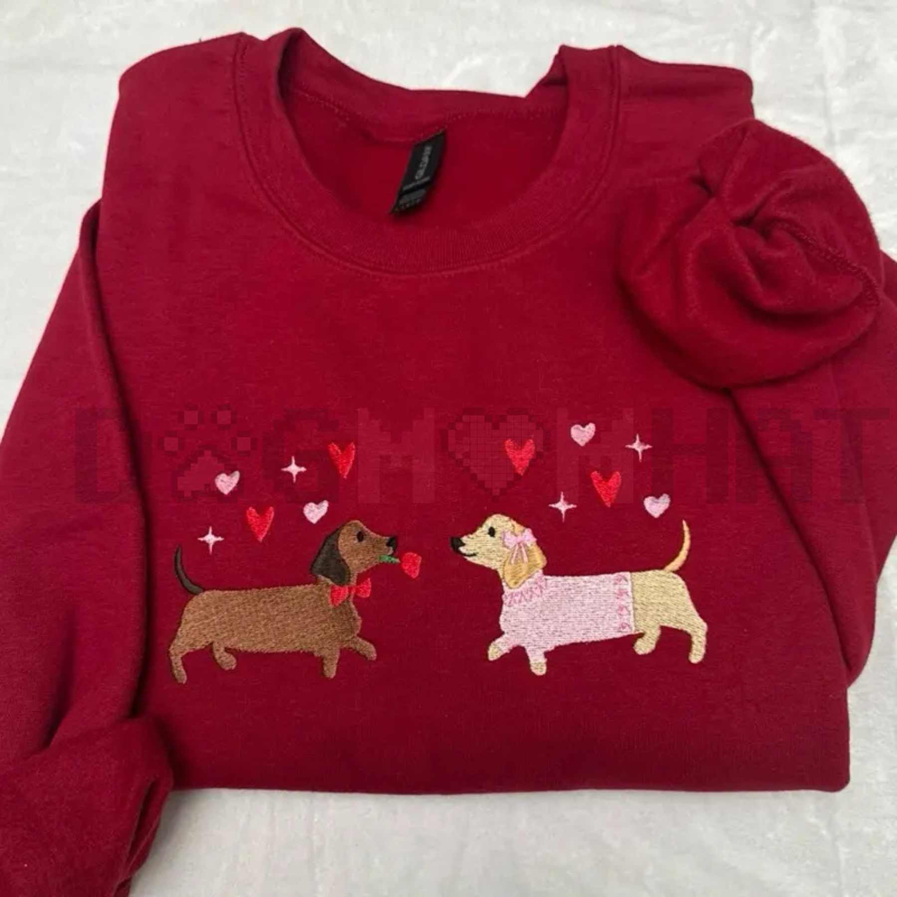 Embroidered Dachshund Valentine’s Day Sweatshirt