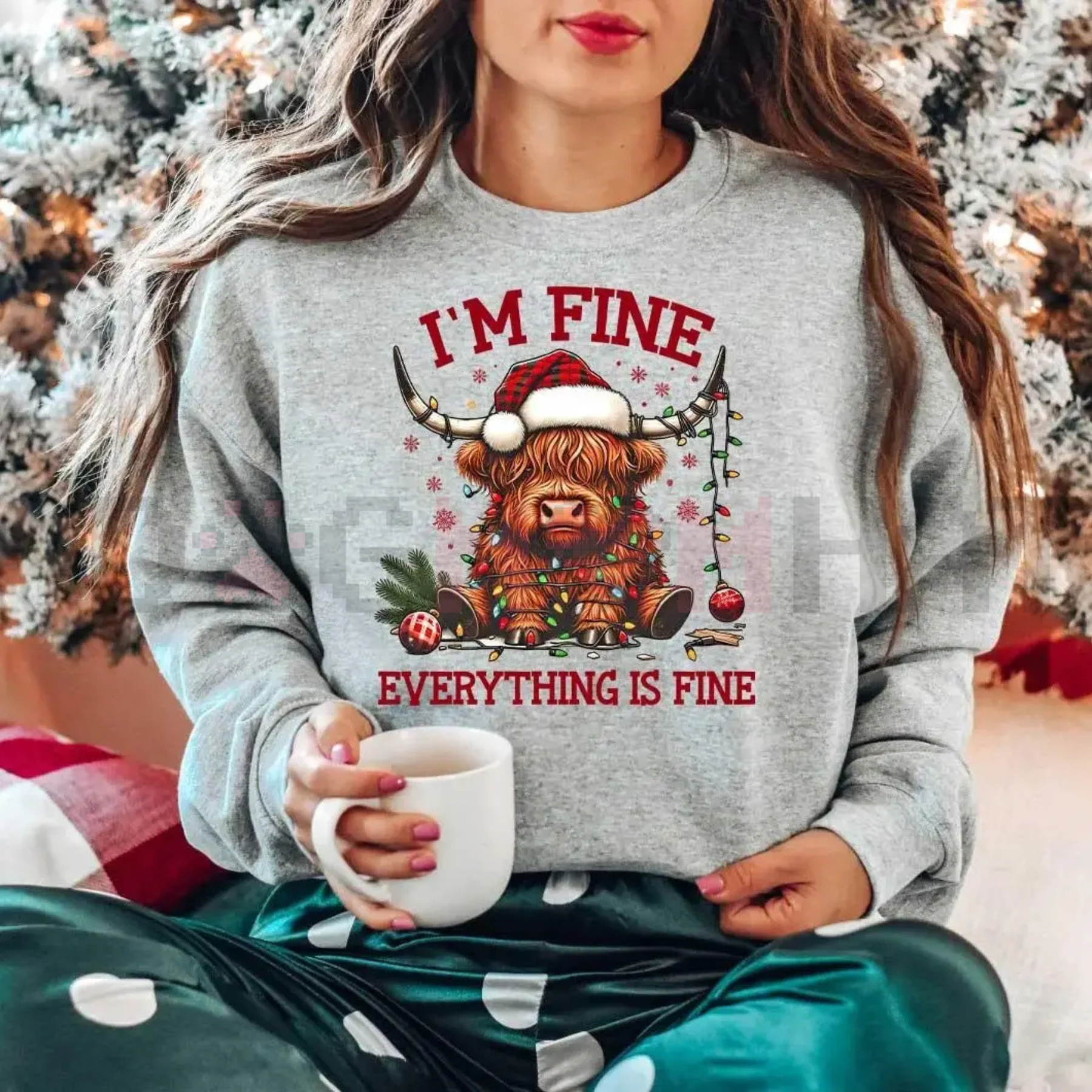 Christmas Lights Cow Sweatshirt