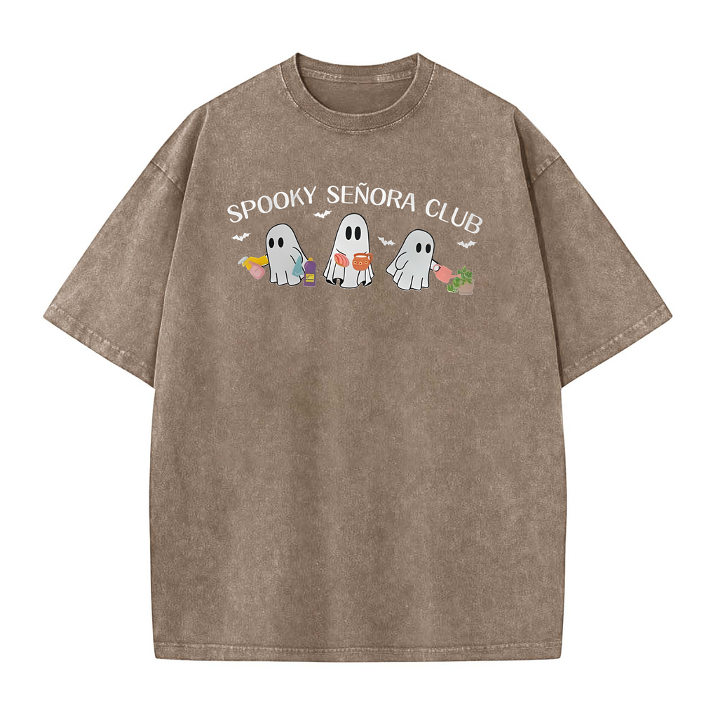 Spooky Señora Club Vintage Acid Wash Shirt – Unisex Graphic Tee