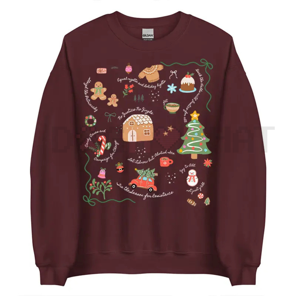 Liberal Values Doodle Christmas Sweatshirt – Unisex Political Protest Holiday Crewneck