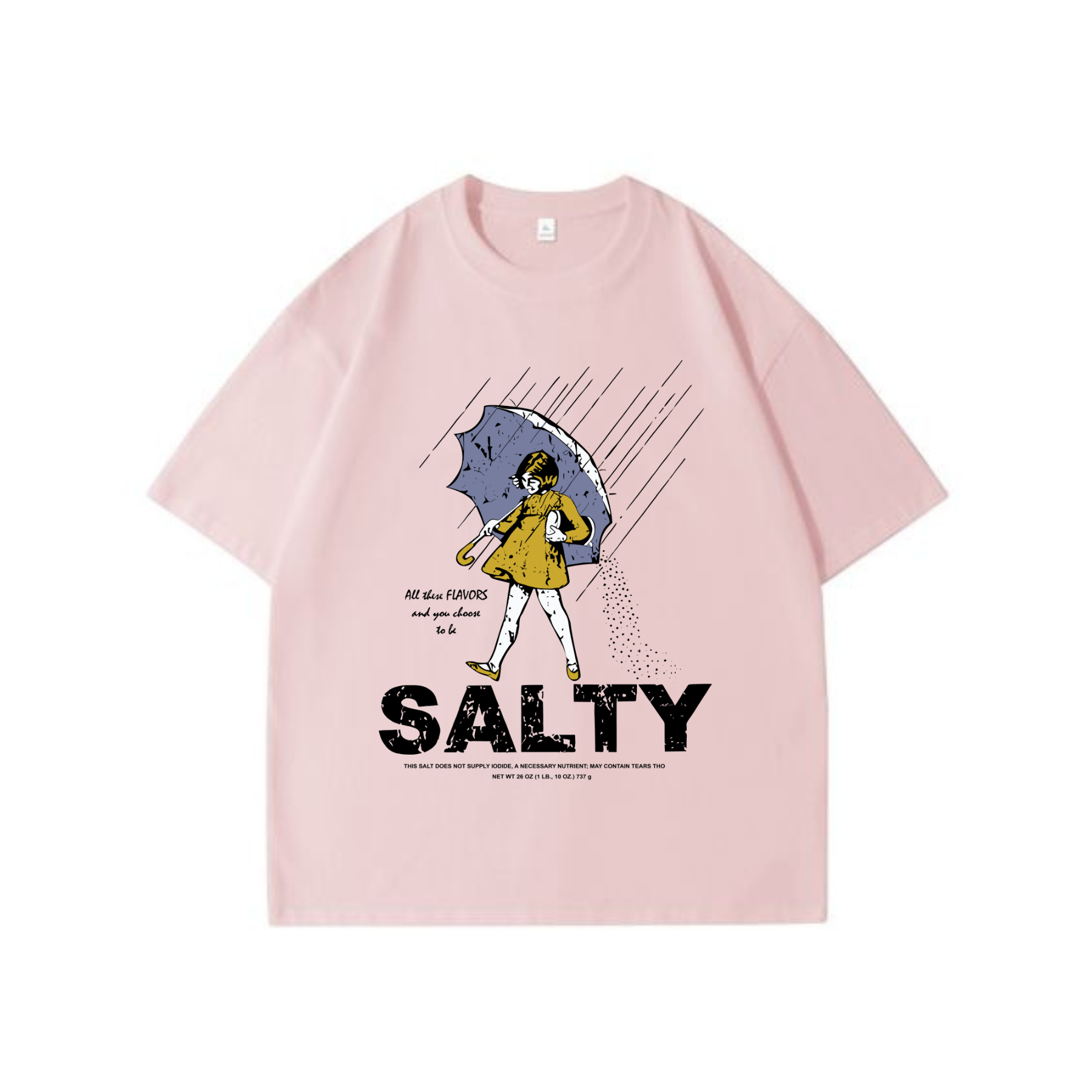 Women's "Salty Girl" Vintage T-Shirt – Trendy Umbrella Top for Her