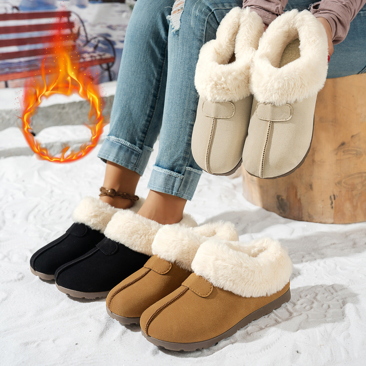 Women's Snow Boots Velvet Warm Cotton Shoes