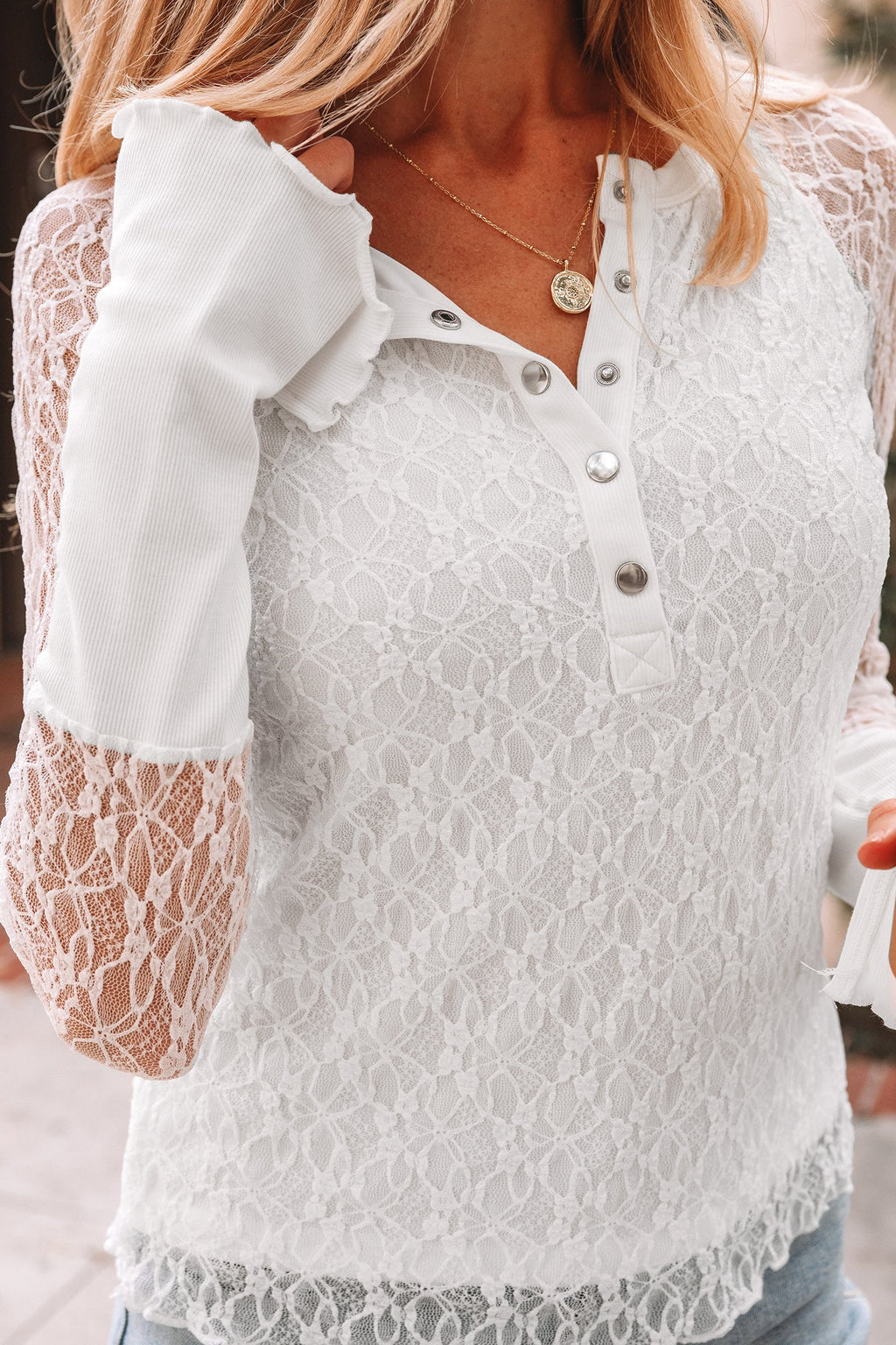 Luisa Slim Henley top Long Sleeve Top