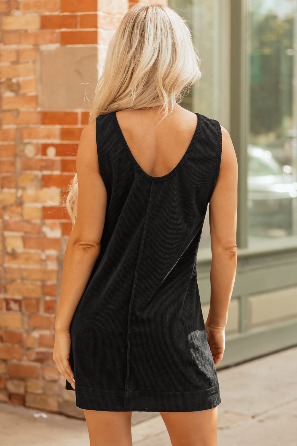 Emapia Corduroy Sleeveless Mini Dress