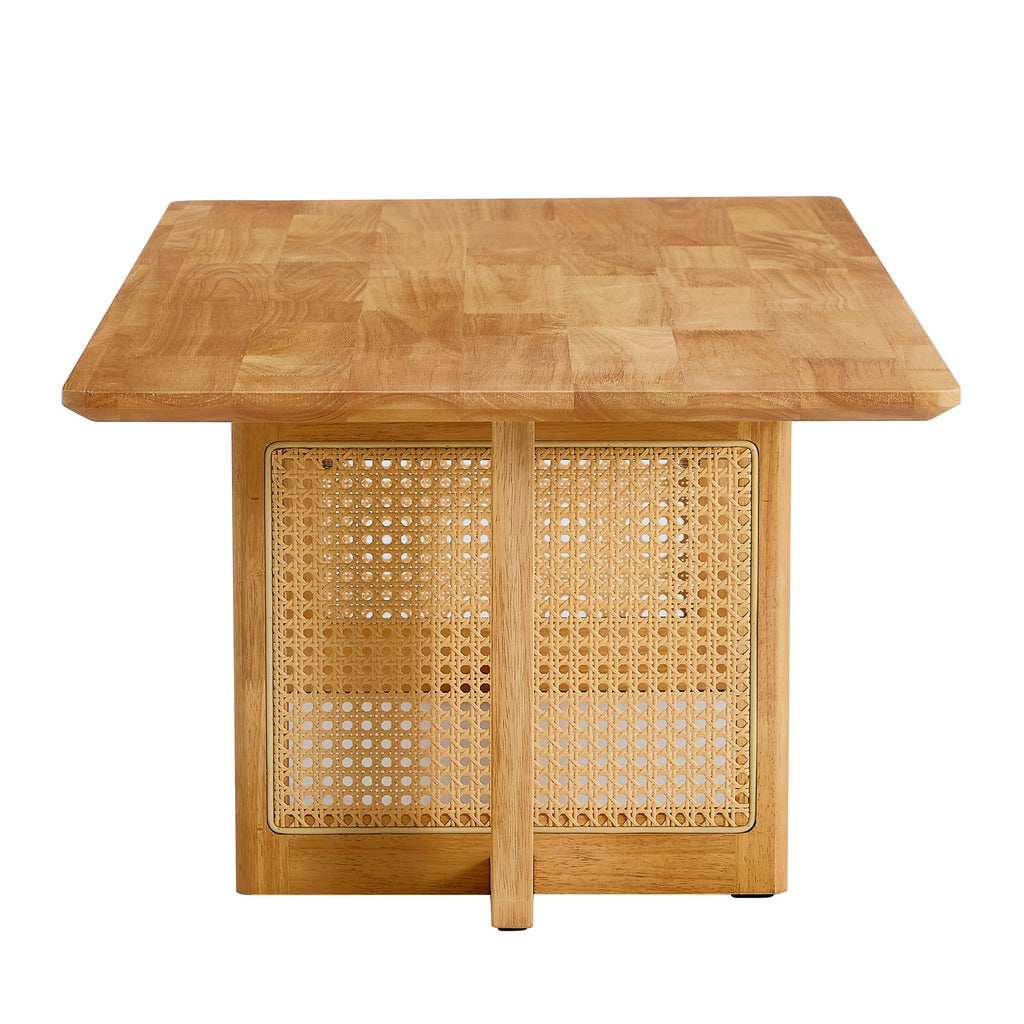 Natural Rubber Wood and Solid Wood Minimalist Coffee Table