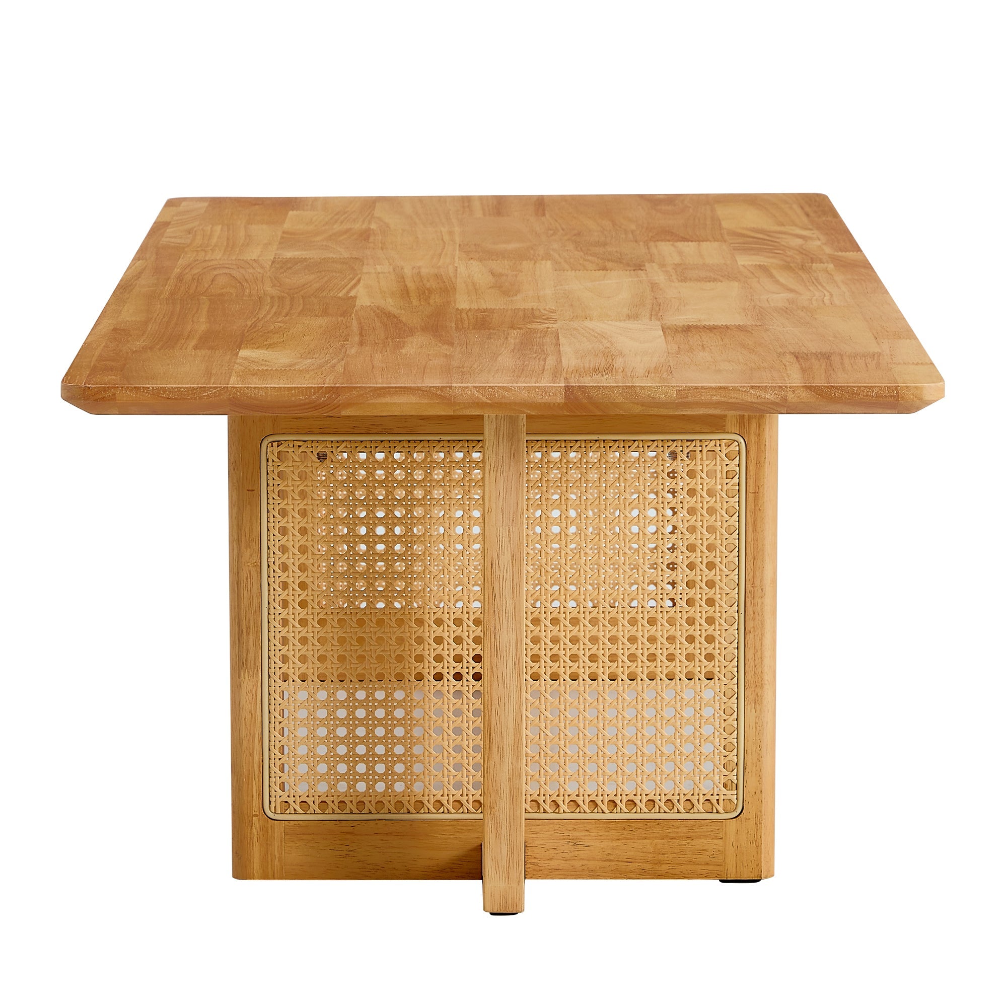 Natural Rubber Wood and Solid Wood Minimalist Coffee Table