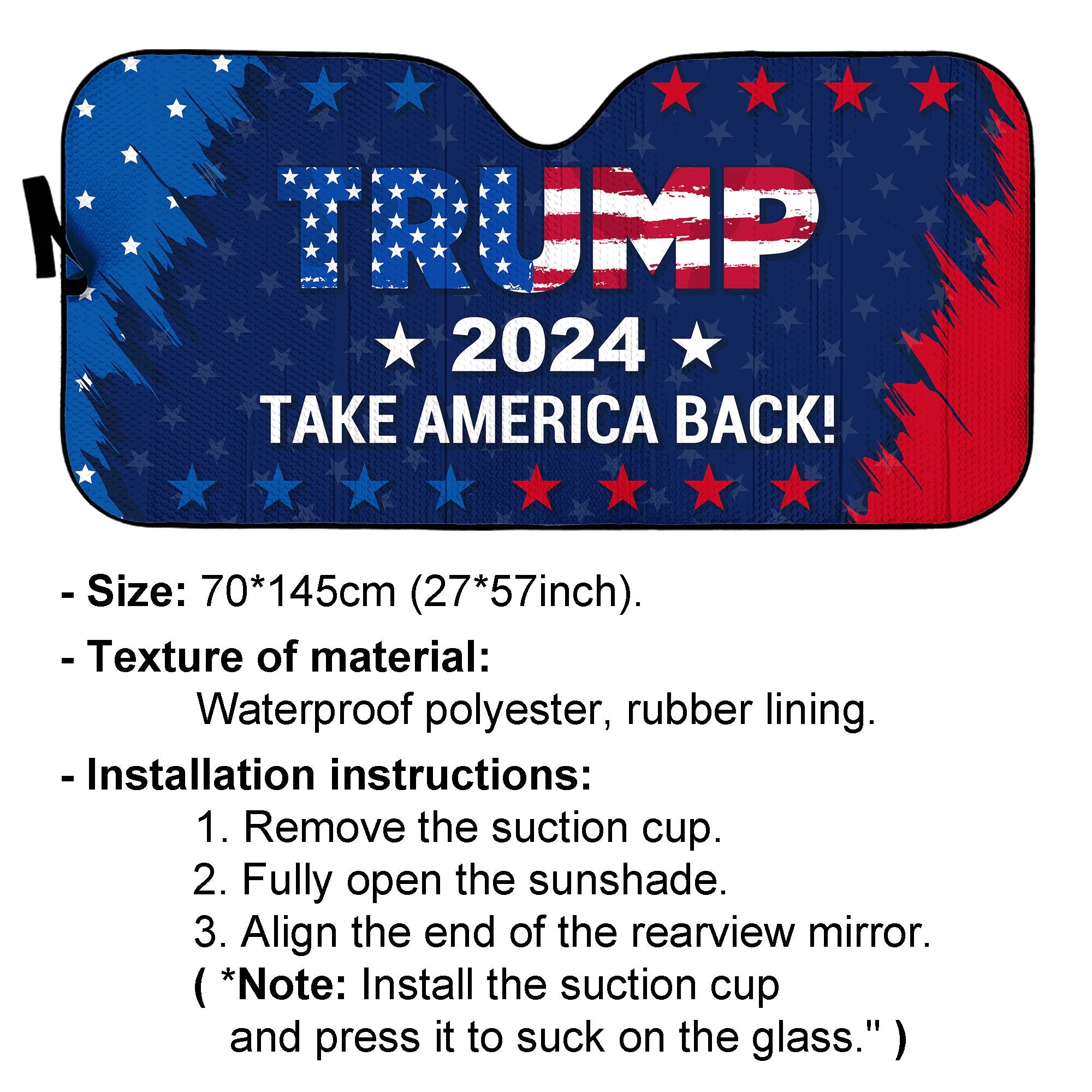 Trump 2024 Take America Back Car Sunshade, Donald Trump Fan Gift, Trump Supporters Gift, Car Sunshade C1094 - GOP