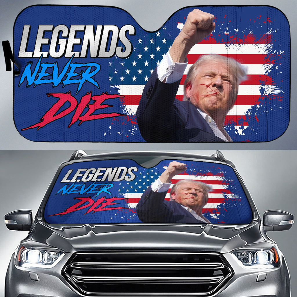 Legends Never Die | Trump Fight 2024 Car Sunshade | Trump Pennsylvania Rally | Trump Fight Car Sunshade C1116 - GOP