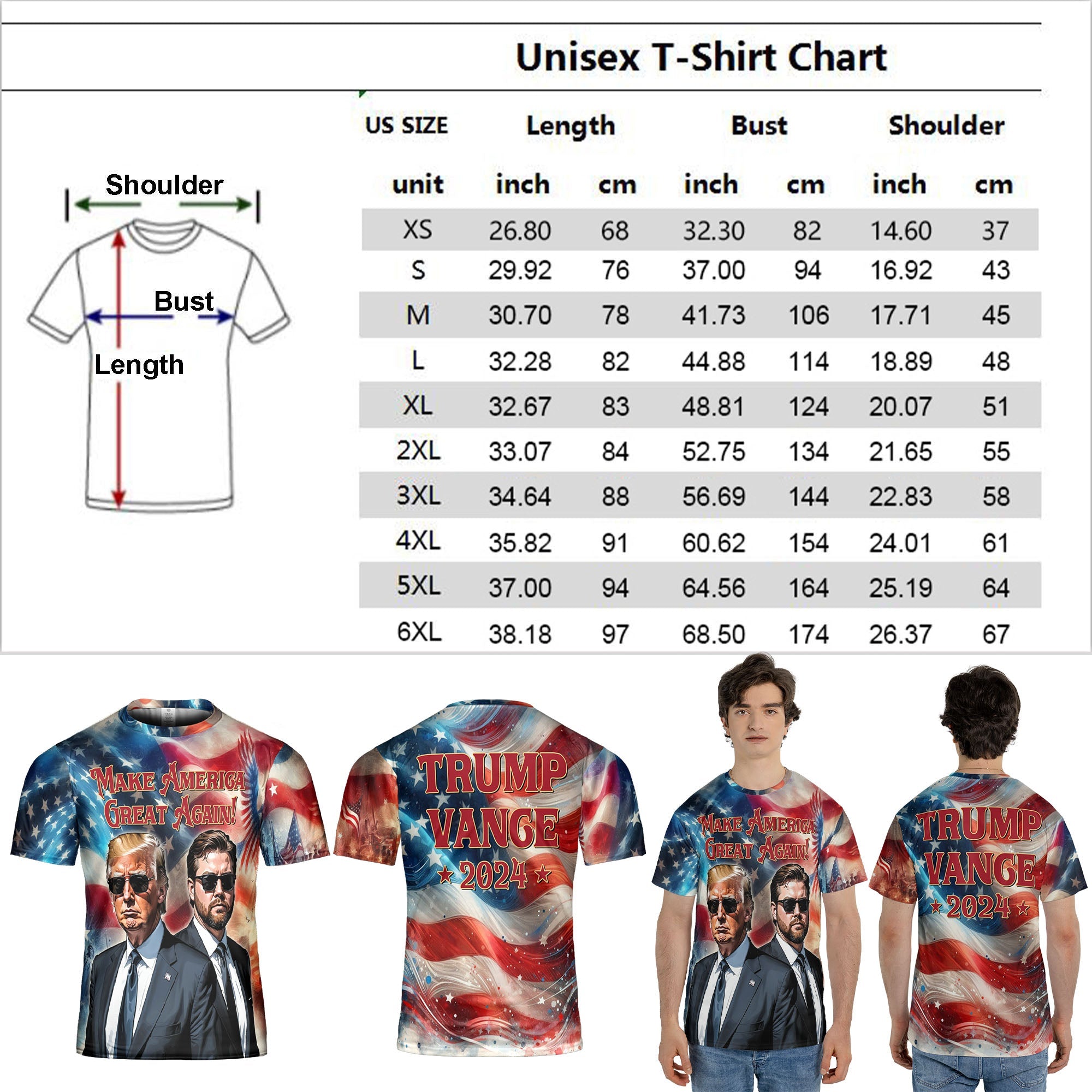 Trump Vance 2024 Make America Great Again | Trump 2024 3D Shirt | JD Vance Shirt | Trump Supporters All-Over Printed T-Shirt C1225 - GOP