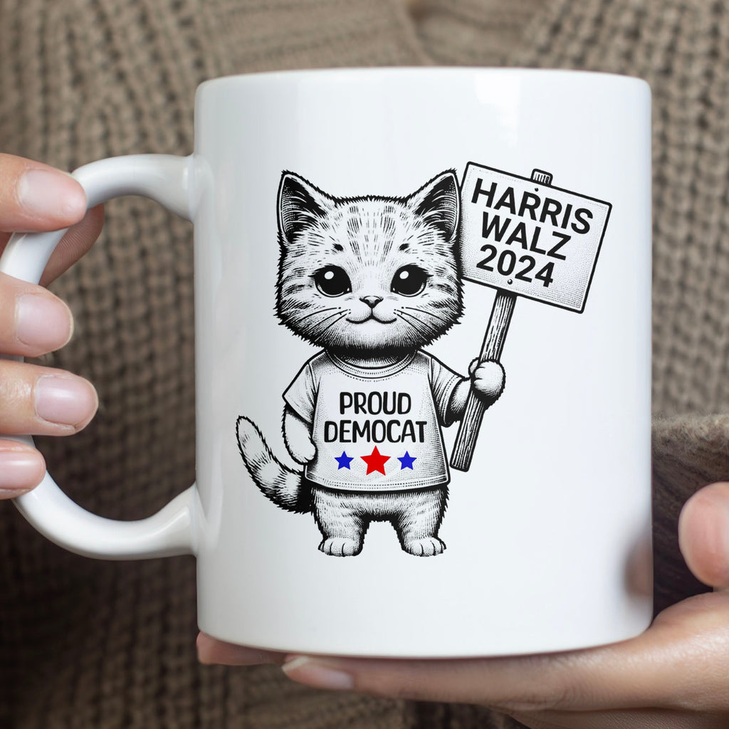 Proud Democat Harris Walz 2024 Mug | Kamala Harris 2024 Mug | Democrat White Mug T1463 - KH2