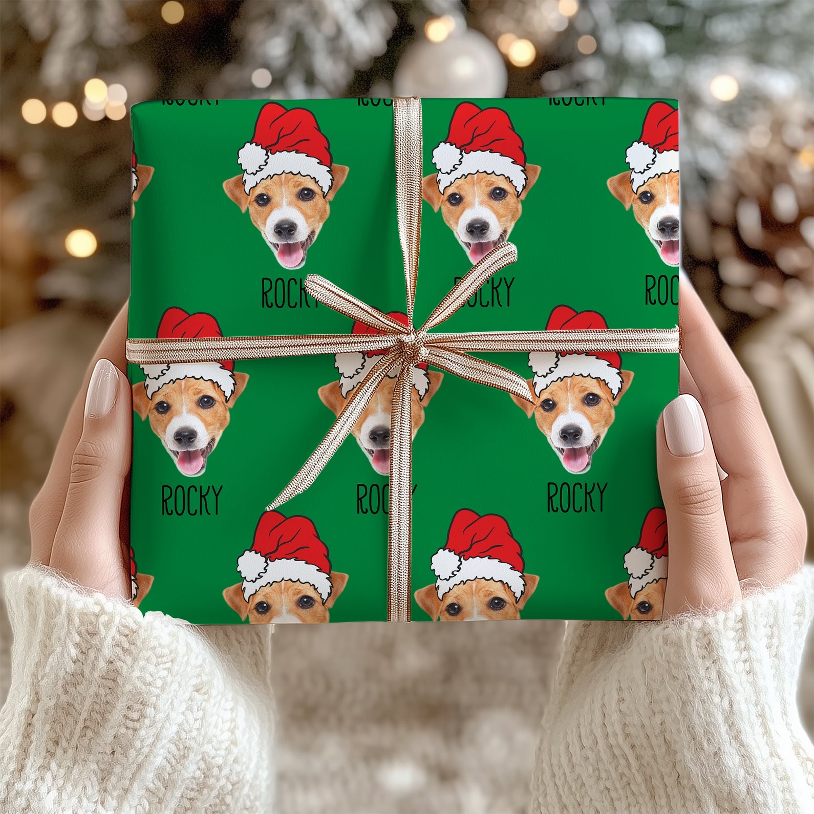 Custom Wrapping Paper Using ANY Photo, Funny Heads Print, Unique Novelty Gift Wrap, Custom Christmas Gift Ideas for Friends, Family, Dog Lovers 681844