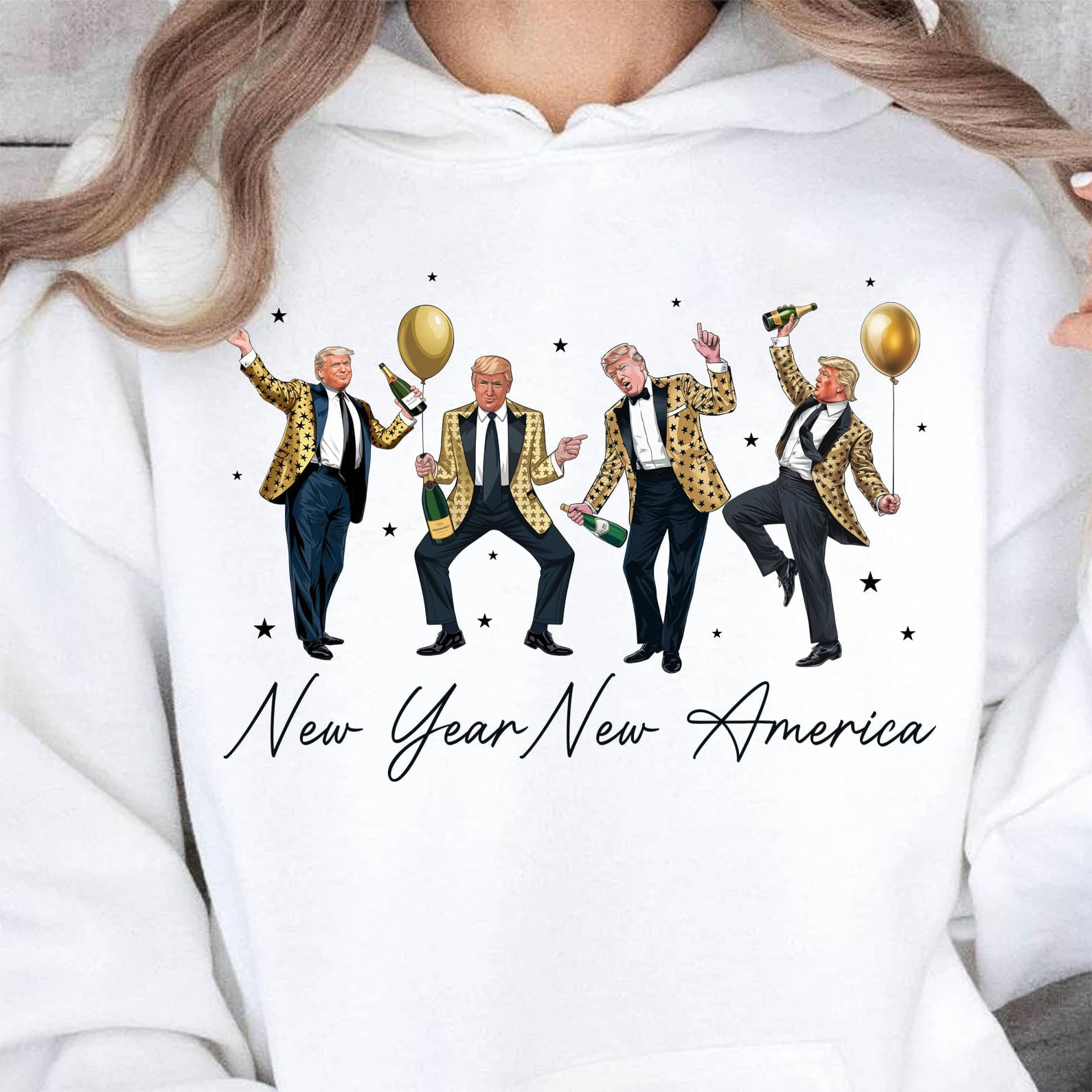 New Year New America Shirt | Humorous Dancing Trump Sweatshirt | Retro Trump New Years Party Shirt Bright 681936 - GOP