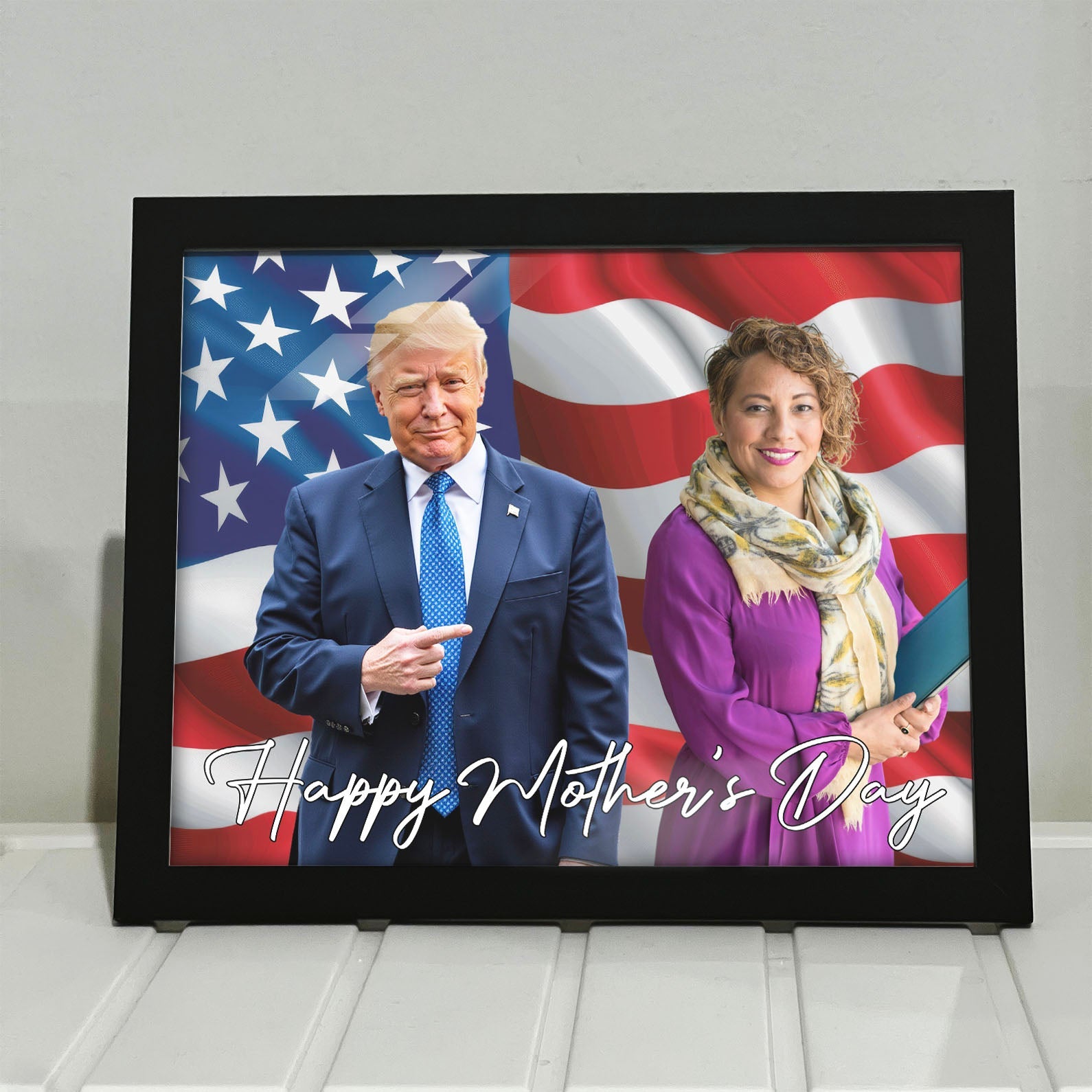 Happy  BirthDay Frame, Personalize Custom Photo with Trump Picture Frame, Photo with Trump, Donald Trump President, Family Gift Frame 682021 - GOP