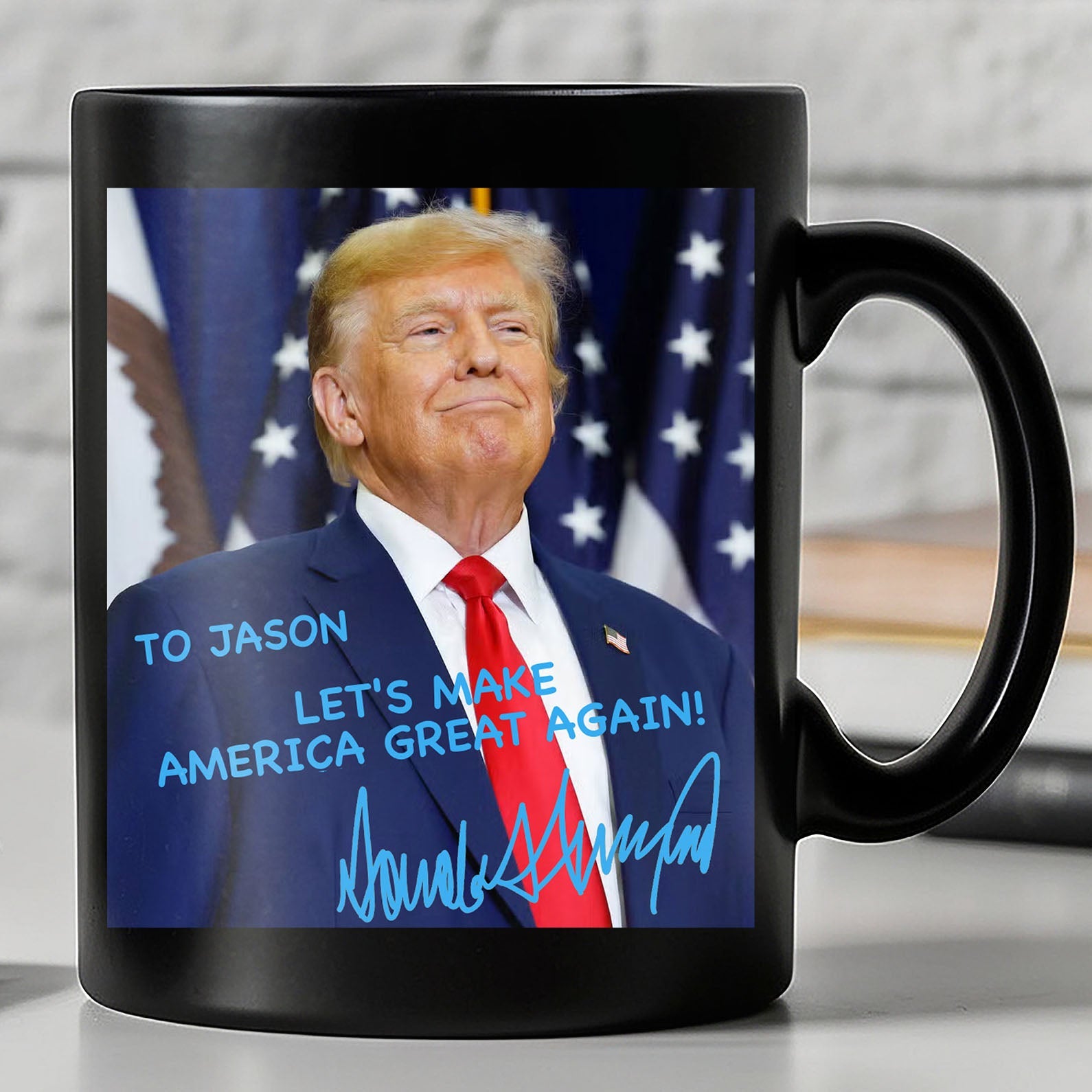 President Donald Trump Official Portrait 2025 | President Donald Trump Autographed Mug | Donald Trump Homage Mug | Donald Trump Fan Black Mug 682036 - GOP