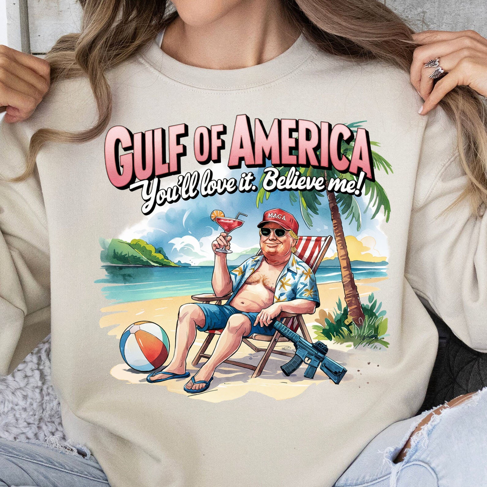 Trump Gulf of America, Humorous Trump Sweatshirt, Funny Trump President Bright Shirt 682086 - GOP