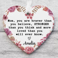 Custom Mom Present Heart Shape Ornament, Personalized Custom Name Mothers Day Ceramic Ornament, Family Gift, Gift for Mom, Gift for Wife 682117