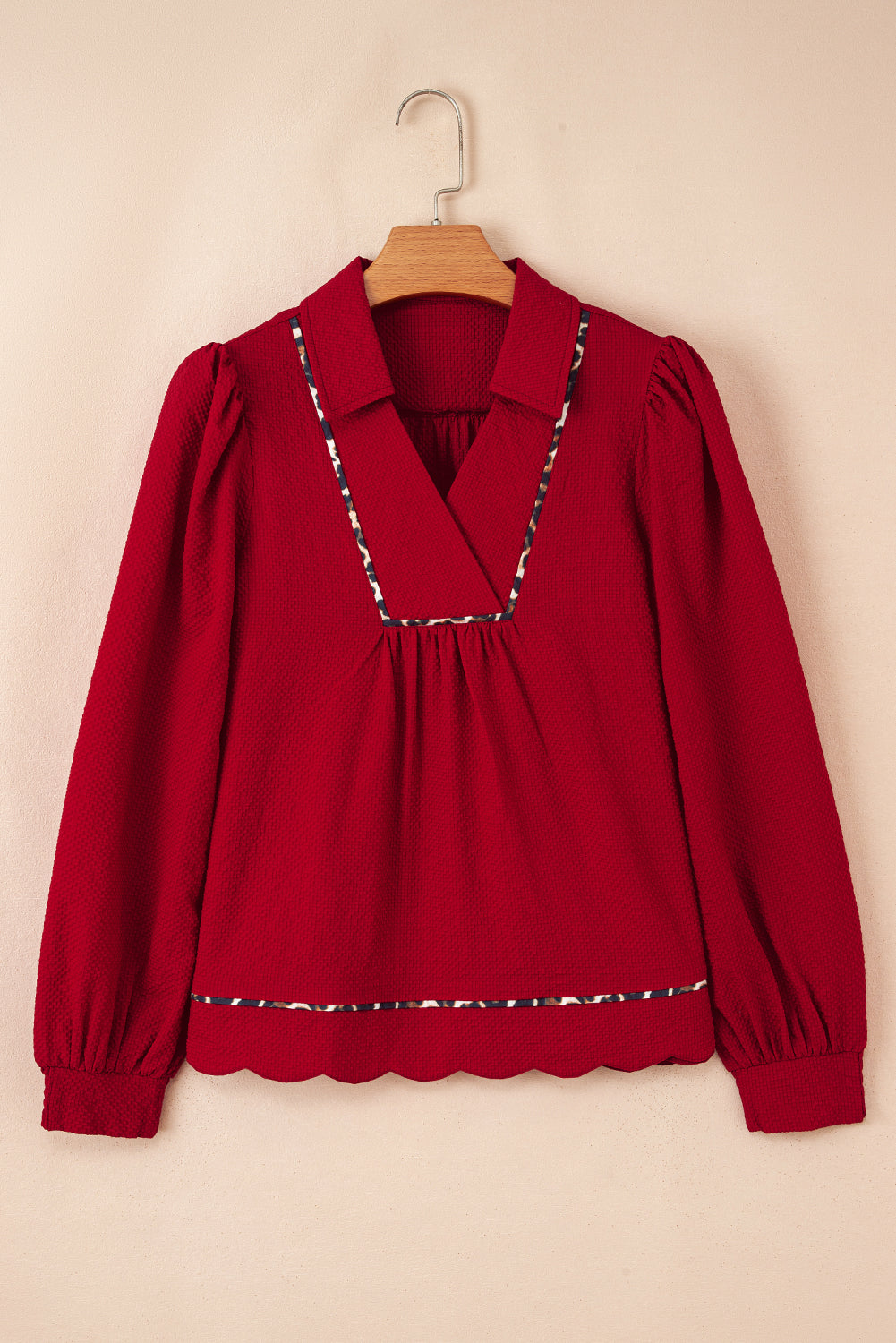 Alma Contrasted Trim Textured Blouse