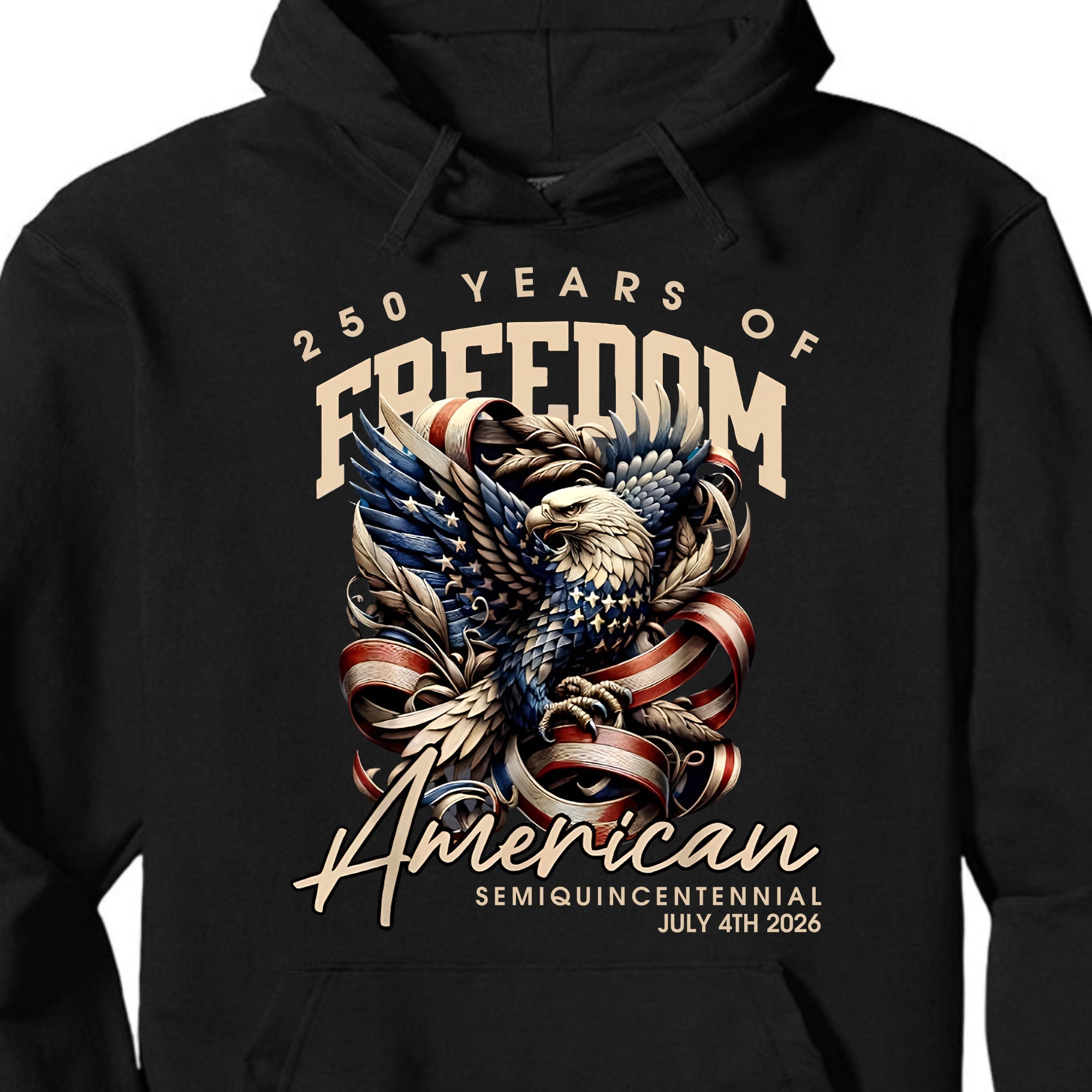 250 Years Of Freedom shirt with bald eagle and American flag design celebrating USA's 250th anniversary