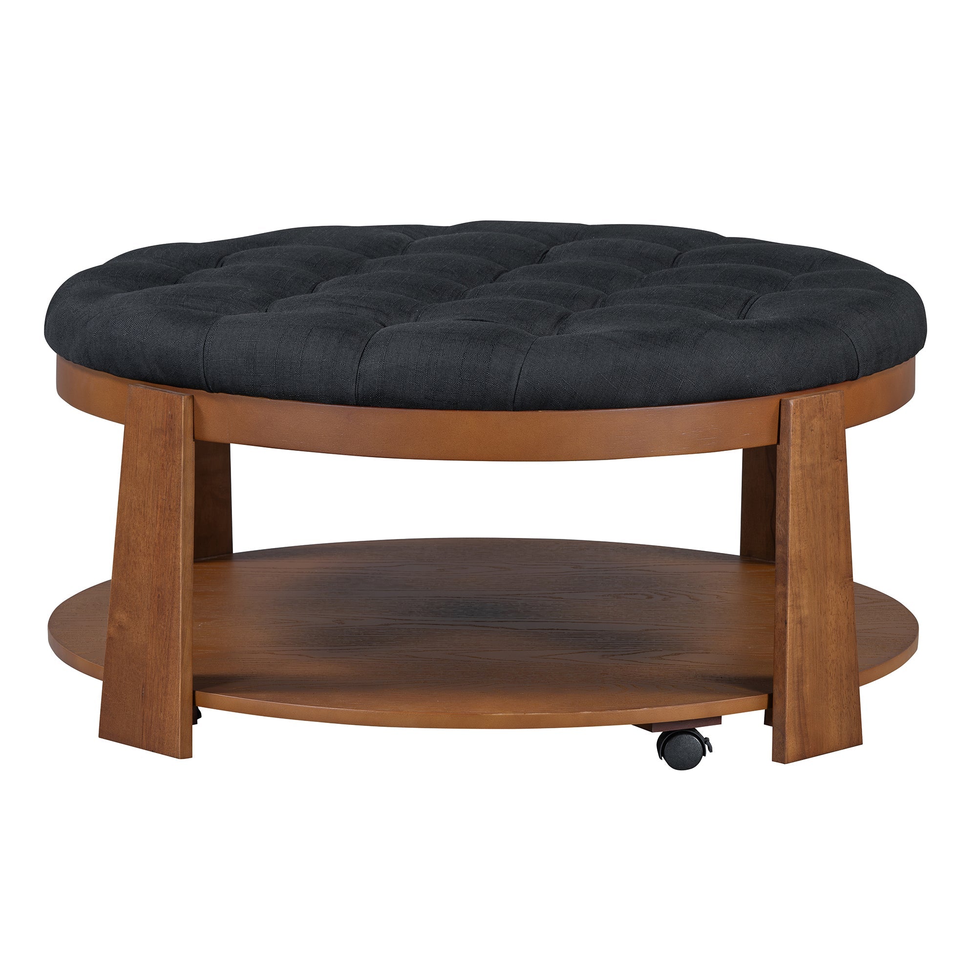 Modern Large Round Ottoman and Coffee Table 2-Tier