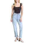 Kit and Sky Floral-Print Tie-Shoulder Bodysuit - Black Ground Ditsy, Size XS