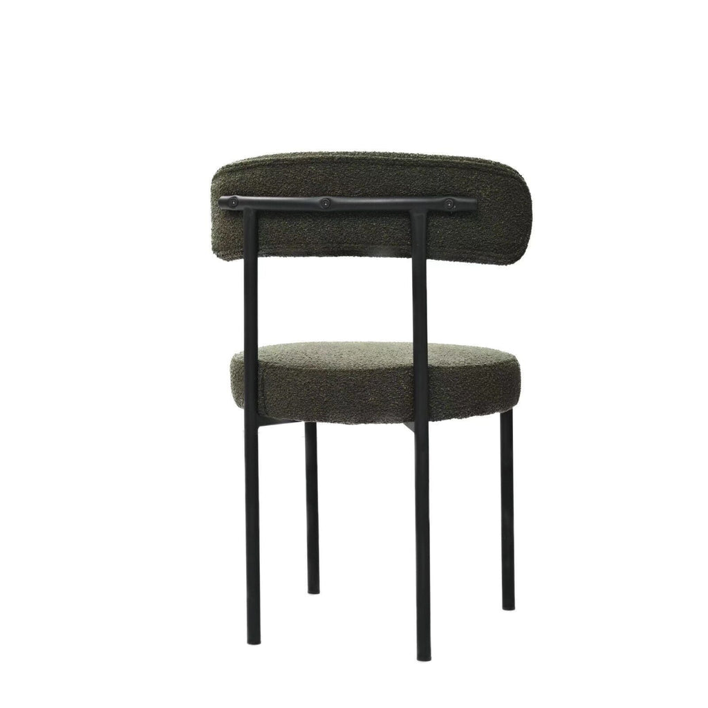 Set of 2 Mid-Century Modern Boucle Dining Chairs