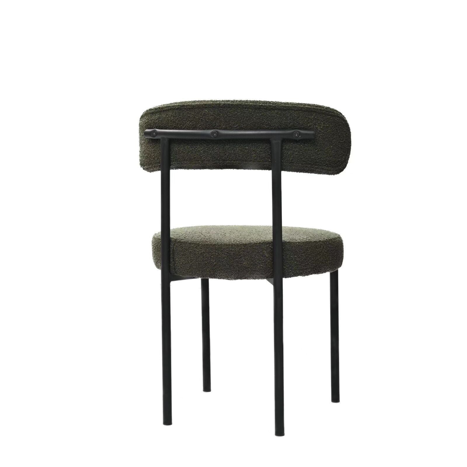 Set of 2 Mid-Century Modern Boucle Dining Chairs
