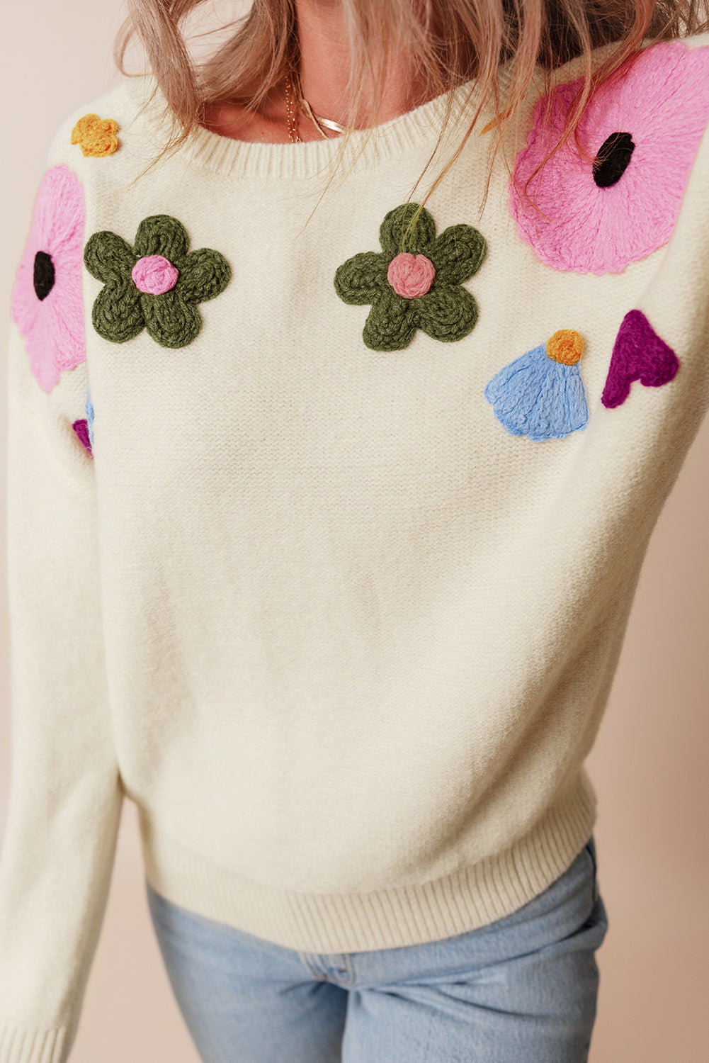 Tiana Pattern Ribbed Edge Sweater