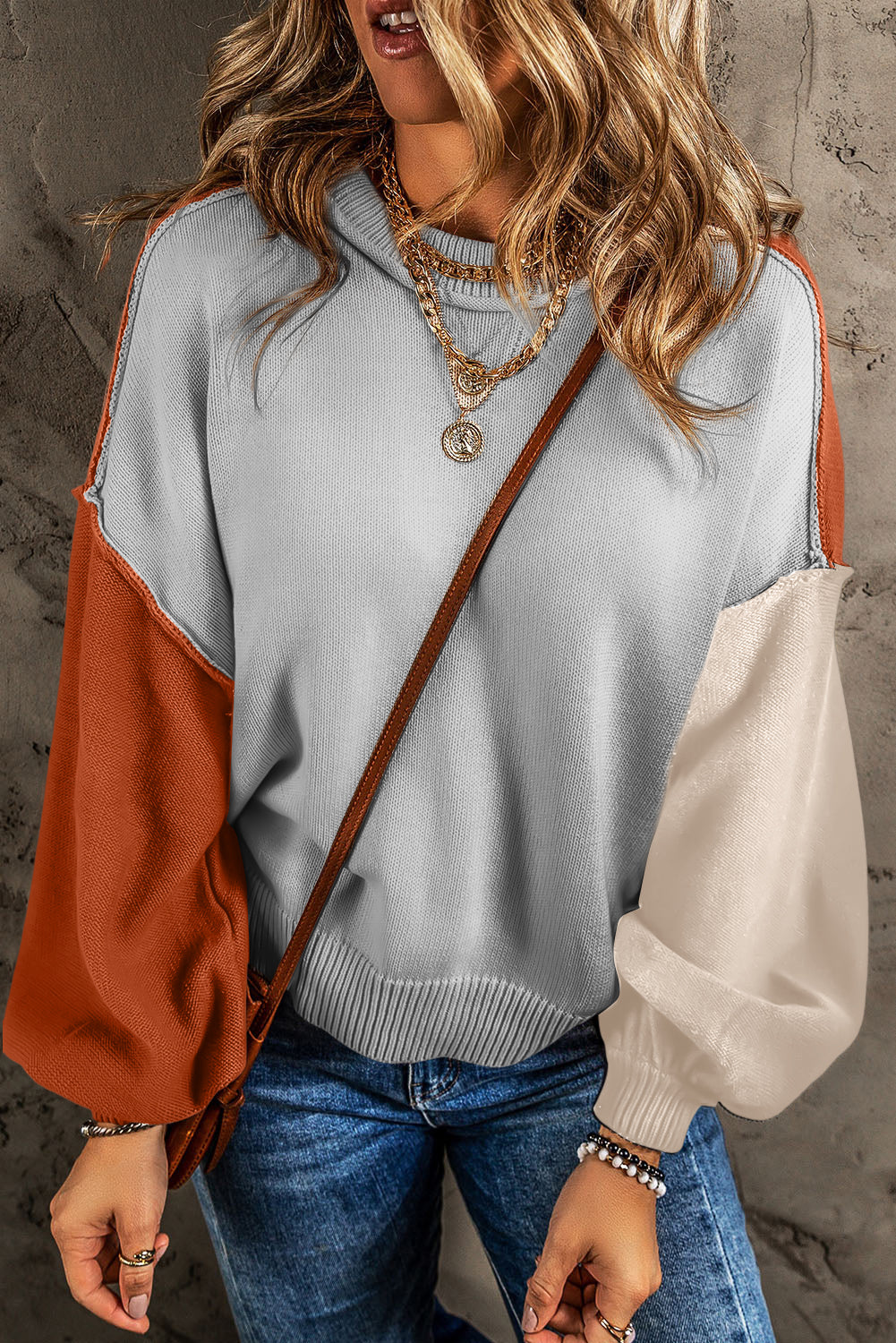 Alejandra Sleeve Ribbed Trim Sweater
