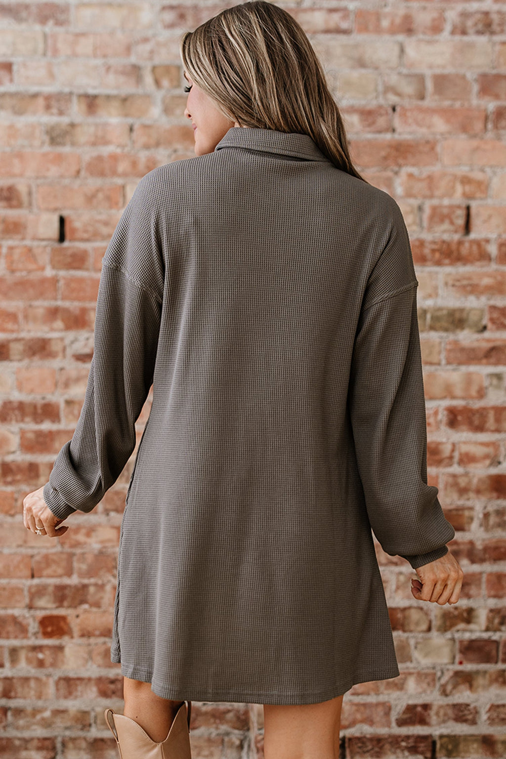Viviana Taupe Waffle Knit Shirt