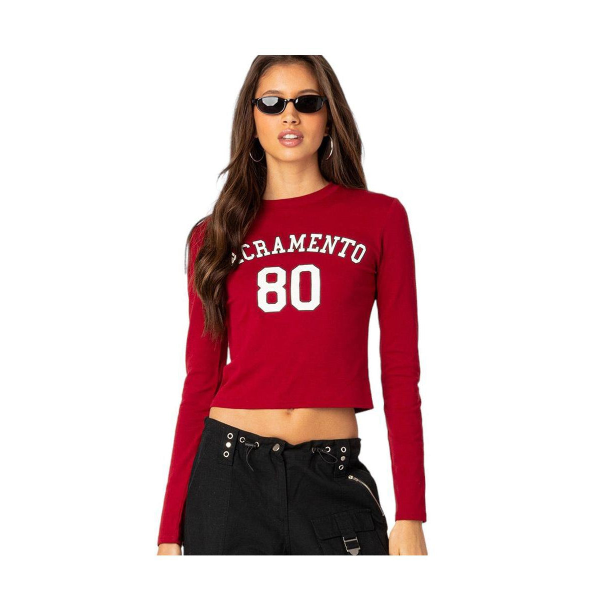 Edikted Womens Sacramento Long Sleeve T-Shirt, size small