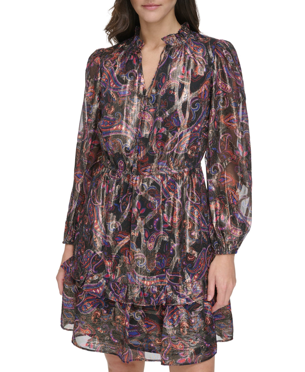Vince Camuto Womens Paisley-Print Fit and Flare Dress , Size 14