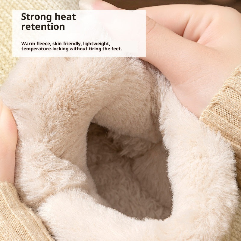 Ankle Wrap Cotton Slippers Women's Indoor Plush Thermal Non-slip Cotton-padded Shoes